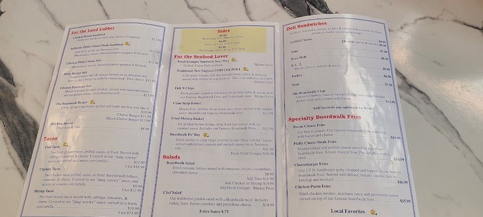 Simple menu layout for lunch and dinner.